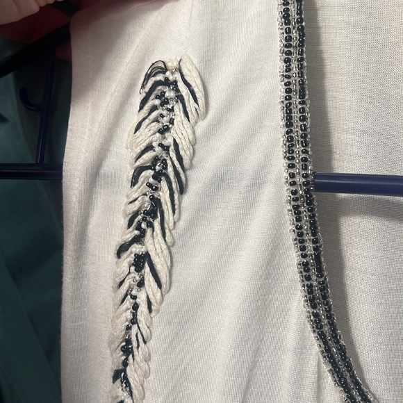 Haute Hippie EUC 🪶 Feather-Embellished Dagger Tee, Swan - Picture 8 of 8